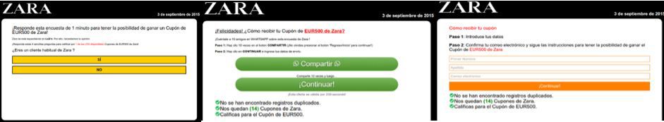 Aprovechando la viralidad de Whatsapp varios cibercriminales envían cupones regalo falsos en nombre de grandes marcas para robarte los datos personales.