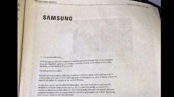 Samsung se disculpa con una carta en la prensa