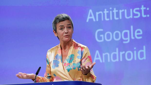 Margrethe Vestager, comisaria de Competencia de la CE, durante una intervención