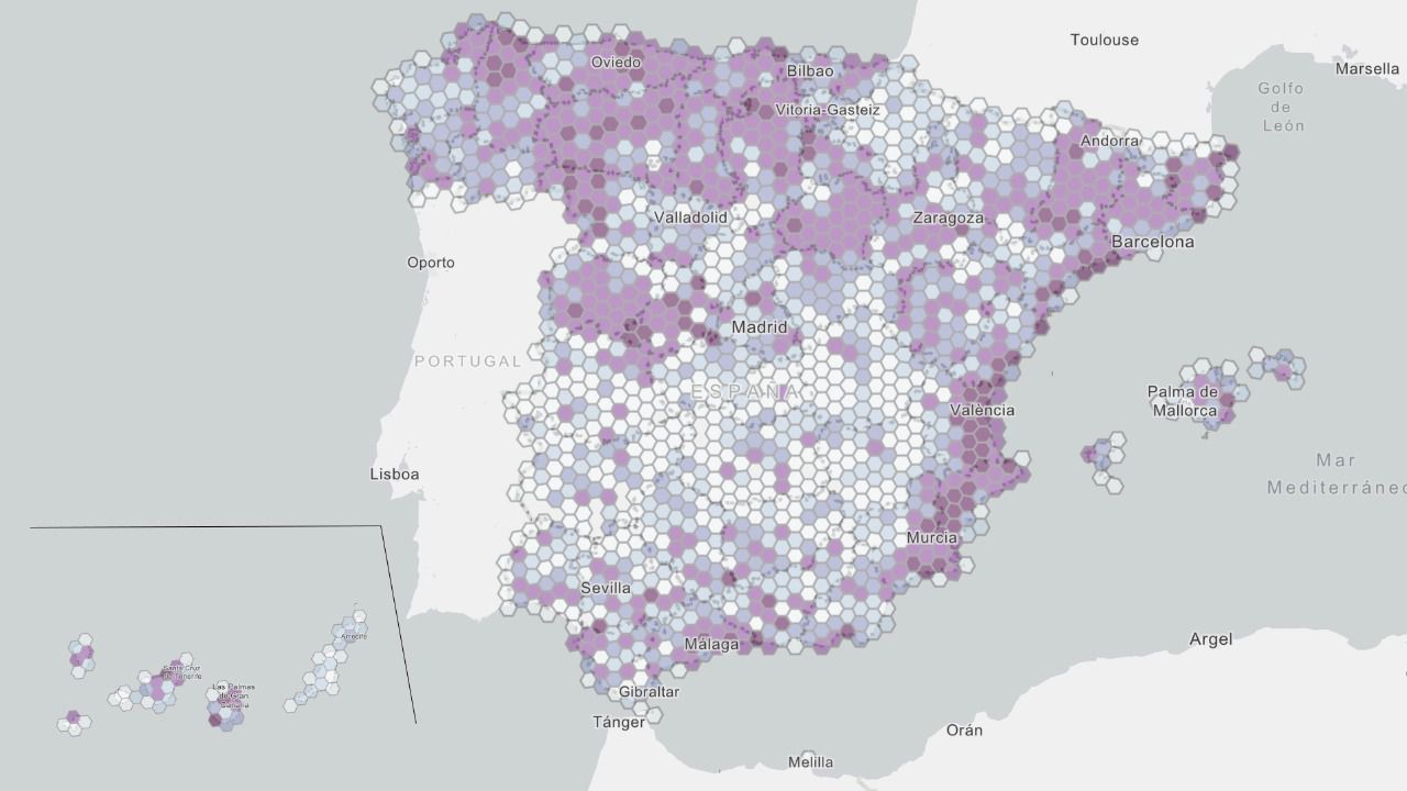 Mapa de cobertura de banda ancha en España