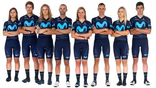 Algunos de los ciclistas que forman parte del Movistar Team