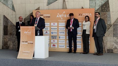 Antonio García Vidal, presidente de AOTEC, durante su intervención en el acto de inauguración de la feria
