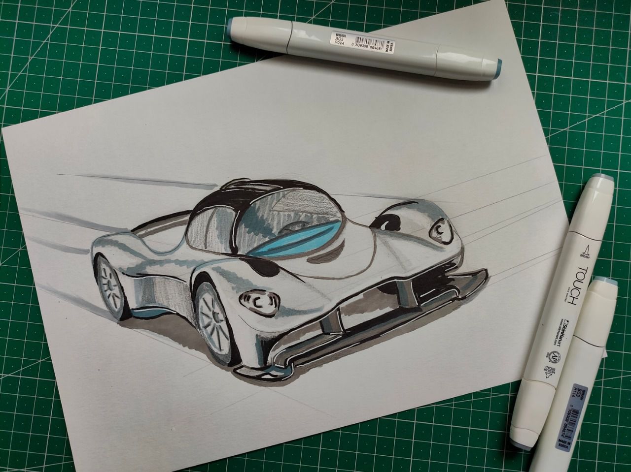 Dibujo de un Aston Martin Valkyrie (Autor: José Ramón Muro Pereg)