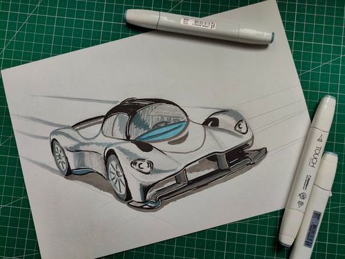 Dibujo de un Aston Martin Valkyrie (Autor: José Ramón Muro Pereg)