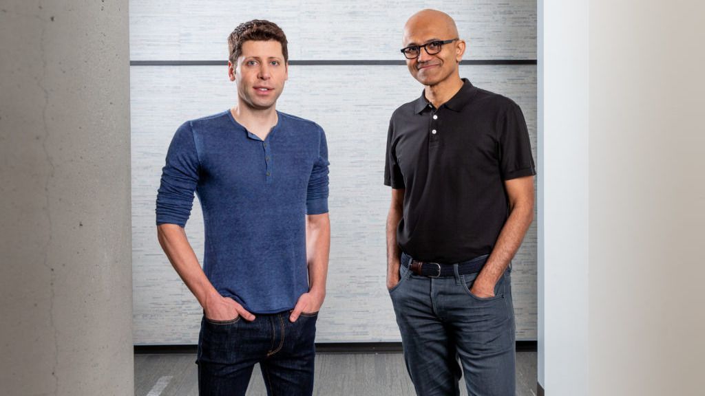 Sam Altman (OpenAI) y Satya Nadella (Microsoft)