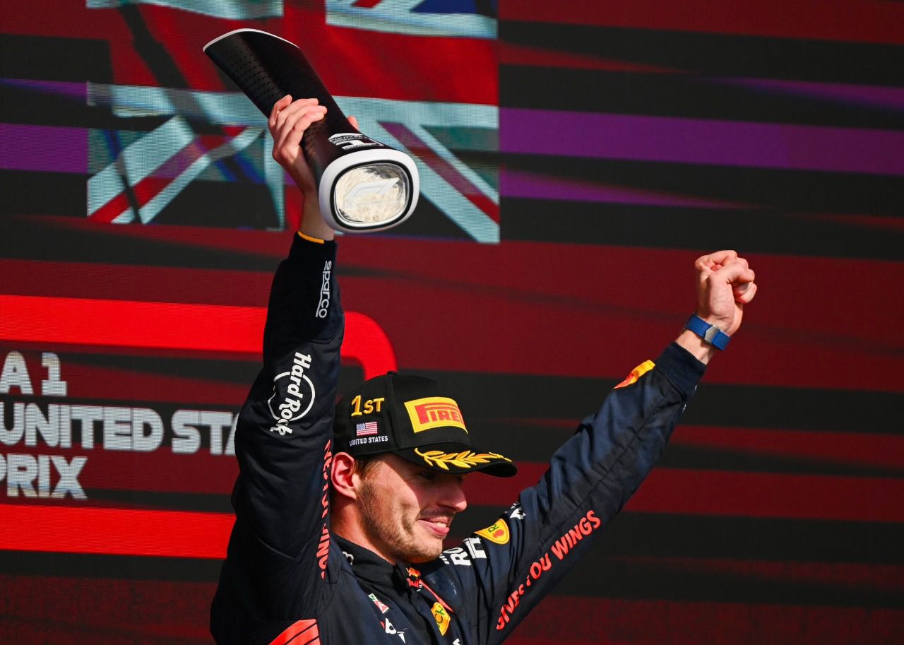 Max Verstappen celebra su victoria en el GP de Austin 2023