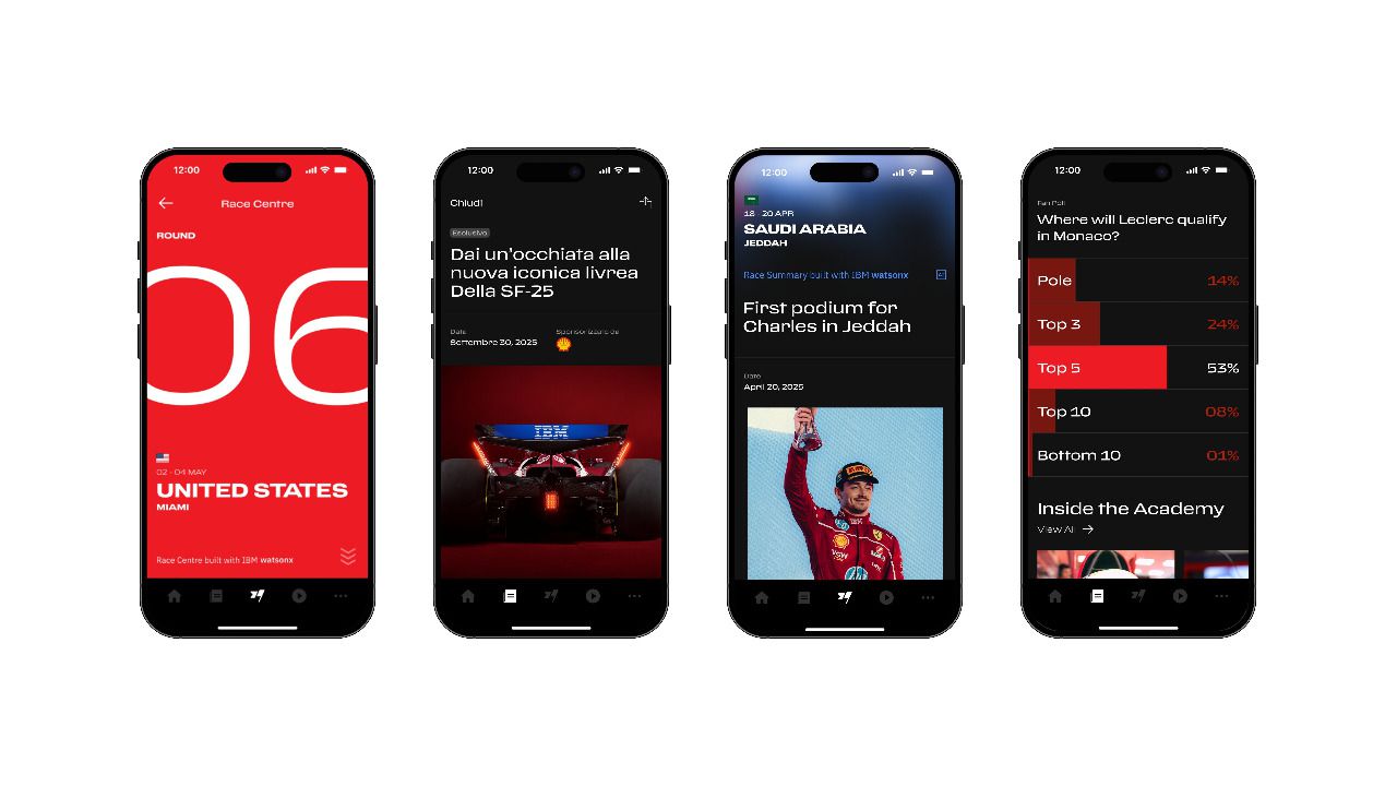 Ferrari e IBM reimaginan la experiencia digital de los aficionados a la Fórmula 1 con una aplicación móvil basada en IA