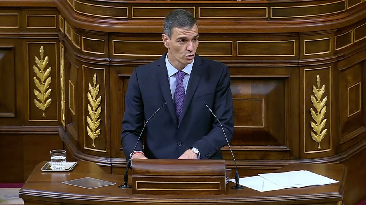 Pedro Sánchez, presidente del Gobierno de España, durante su comparecencia en el Congreso de los Diputados