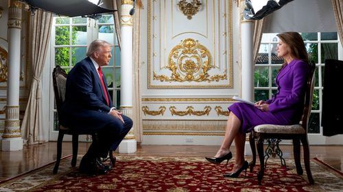 Donald Trump, presidente de Estados Unidos, durante su entrevista en el programa de televisión 60 Minutes de la CBS
