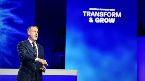 Marc Murtra, presidente de Telefónica, durante la presentación de la estrategia 'Transform & Grow'