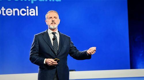 Marc Murtra, presidente de Telefónica, durante el encuentro con los medios