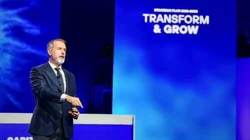 Marc Murtra, presidente de Telefónica, durante la presentación de la estrategia 'Transform & Grow'