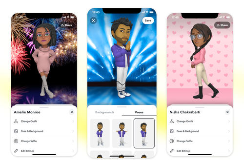 Snapchat incorpora una versión 3D a Bitmoji