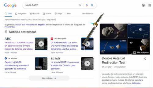 Google conmemora a la NASA tras impactar una nave contra un asteroide durante la Prueba de Redireccionamiento de Doble Asteroide
