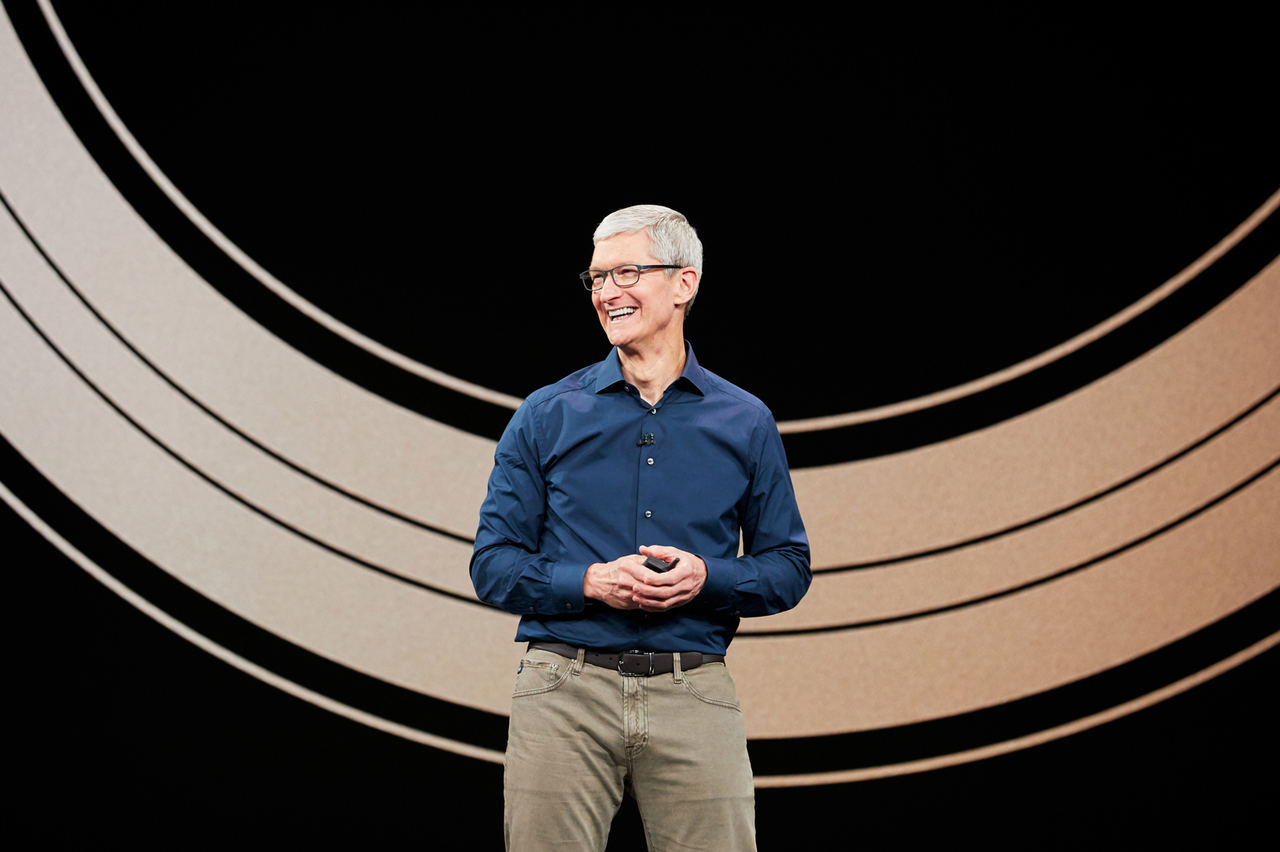 Tim Cook, actual director ejecutivo de Apple, durante el evento anual de septiembre 2018