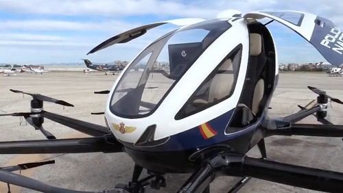Así es el nuevo dron de la Policía Nacional capacitado para transportar a dos agentes
