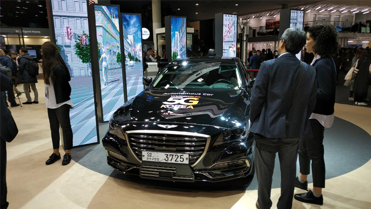 El coche autónomo de SK Telecom presentado en el MWC 18