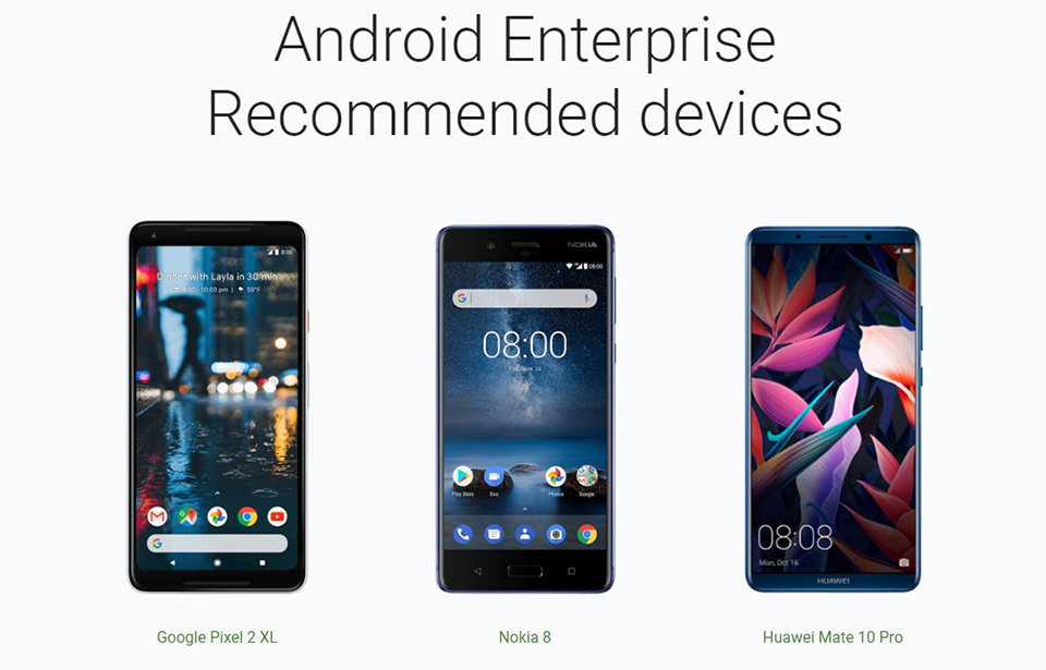 Google recomienda los mejores Android para empresas