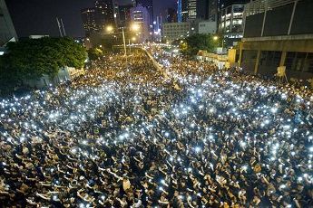 Protestas con smartphones en Hong Kong