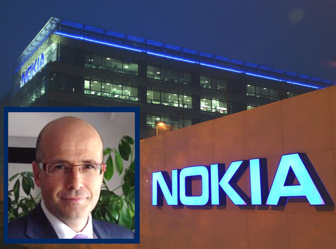 Ignacio Gallego y la sede de Nokia