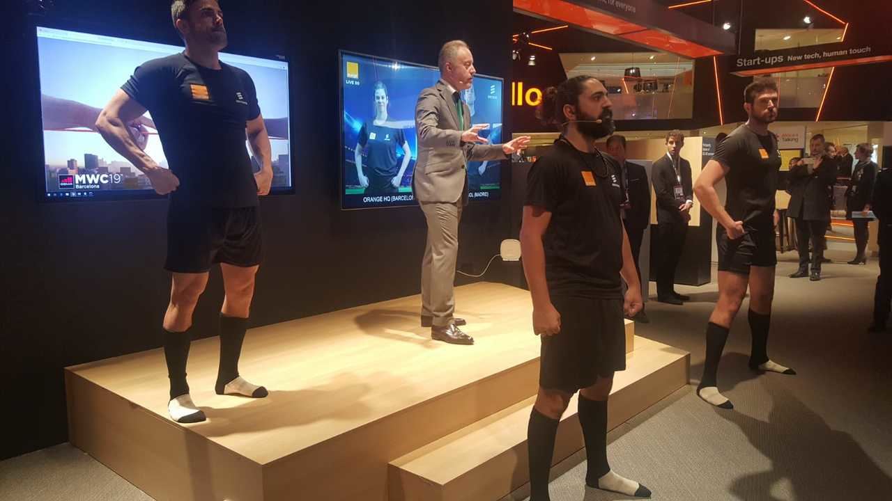 Demostración de la retransmisión de vídeo en directo desde el stand de Orange, MWC19