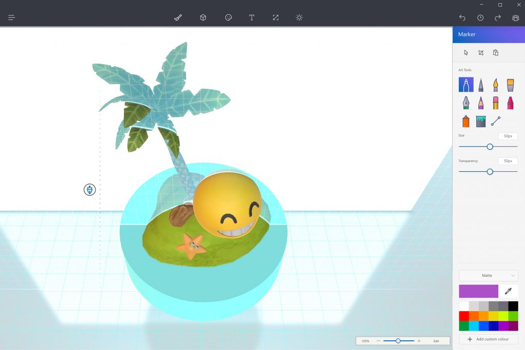 Vista de Paint 3D, nueva app de MS