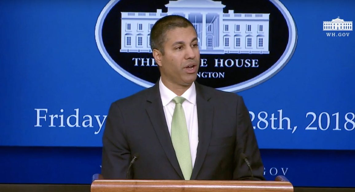 Ajit Pai, presidente de FCC en la Cumbre 5G de la Casa Blanca el 28 de septiembre de 2018