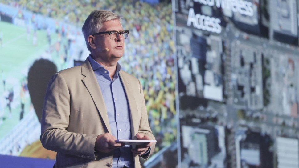 Börje Ekholm, Presidente y CEO de Ericsson durante su conferencia en el MWCS 2018