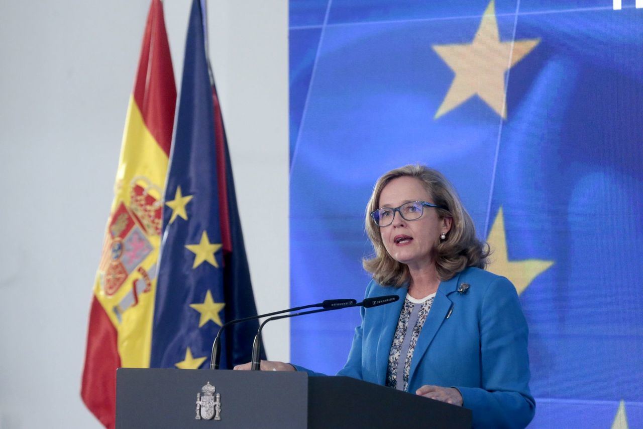 Nadia Calviño, vicepresidenta tercera del Gobierno y ministra de Asuntos Económicos y Transformación Digital de España, durante la presentación del Plan de Transformación Digital para España