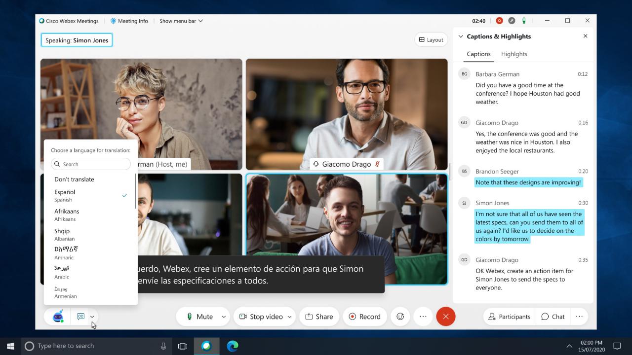 Cisco Webex introduce la traducción en tiempo real en su servicio