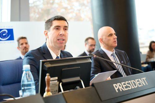 Mihai Popoi, viceprimer ministro y ministro de Asuntos Exteriores de la República de Moldavia, durante su intervención en el Consejo de Europa