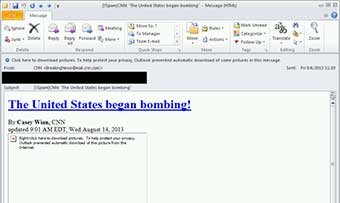KasperskyLab advierte sobre correos falsos de CNN informando de un ataque a Siria