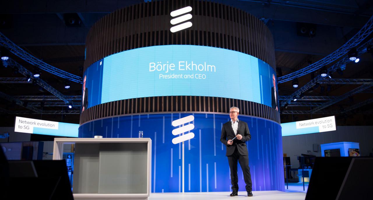 Börje Ekholm, CEO y presidente de Ericsson, durante su intervención en el MWC Barcelona 2019