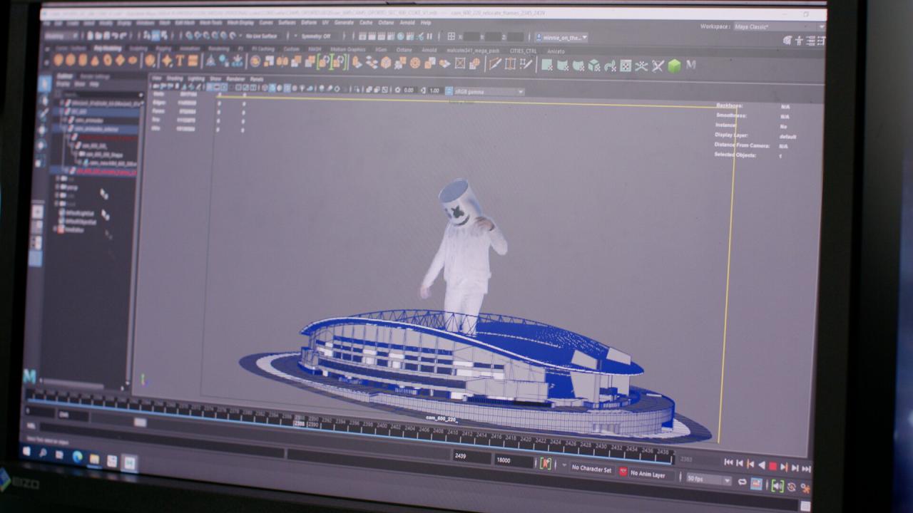 Proceso de realización del espectáculo virtual 3D de la final de la Champions League de 2021