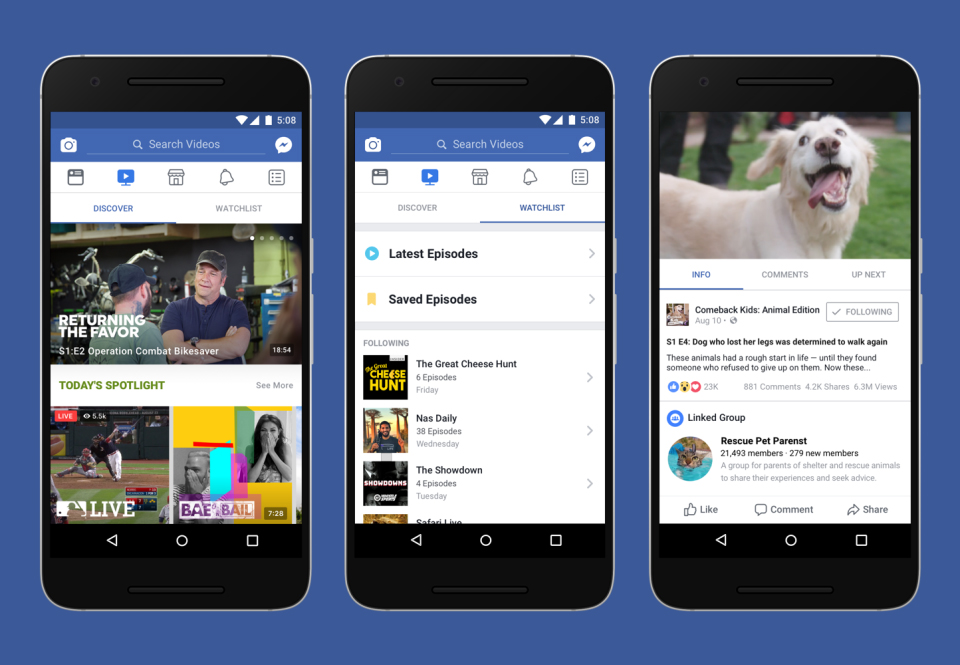 Facebook lanza Watch, su plataforma de contenidos originales