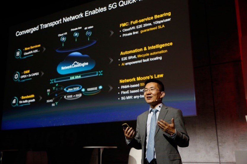 Jeffrey Gao, presidente de la Línea de Productos Router & Carrier Ethernet de Huawei, en la presentación de la solución de red de transporte convergente para 5G