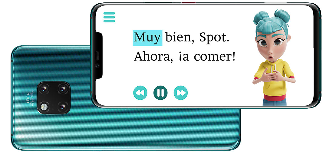 La app StorySign en un Huawei Mate 20