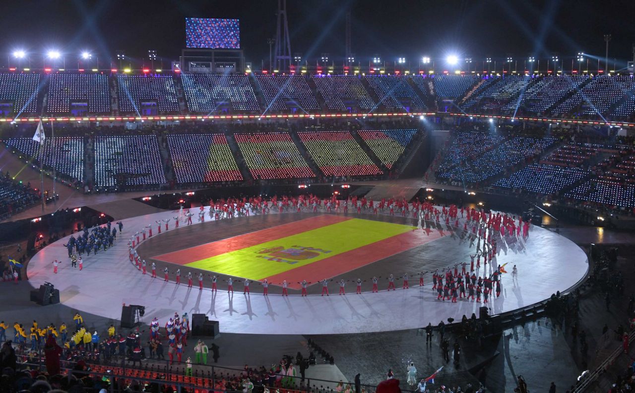 Equipo español durante la ceremonia de inauguración de los Juegos Olímpicos de Invierno de Pyeongchang  2018