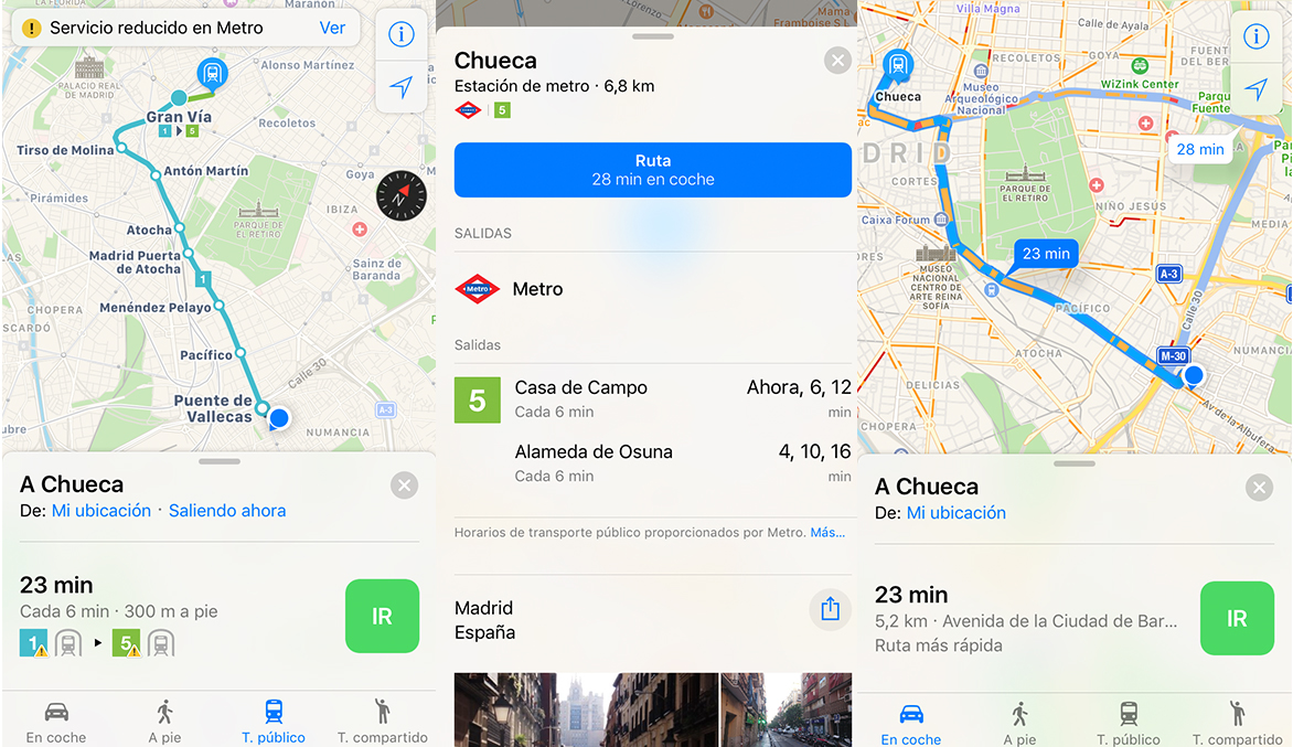 Apple Maps suma información de tránsito de Madrid
