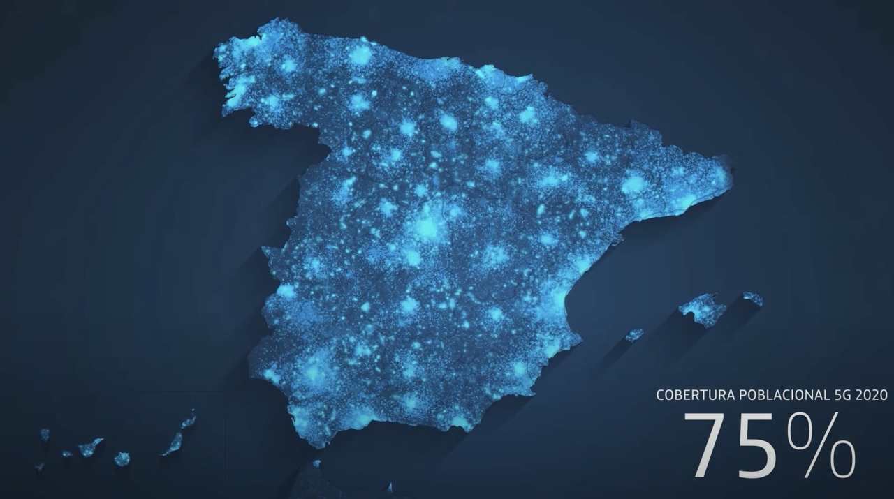 Mapa de cobertura de 5G de Telefónica para 2020