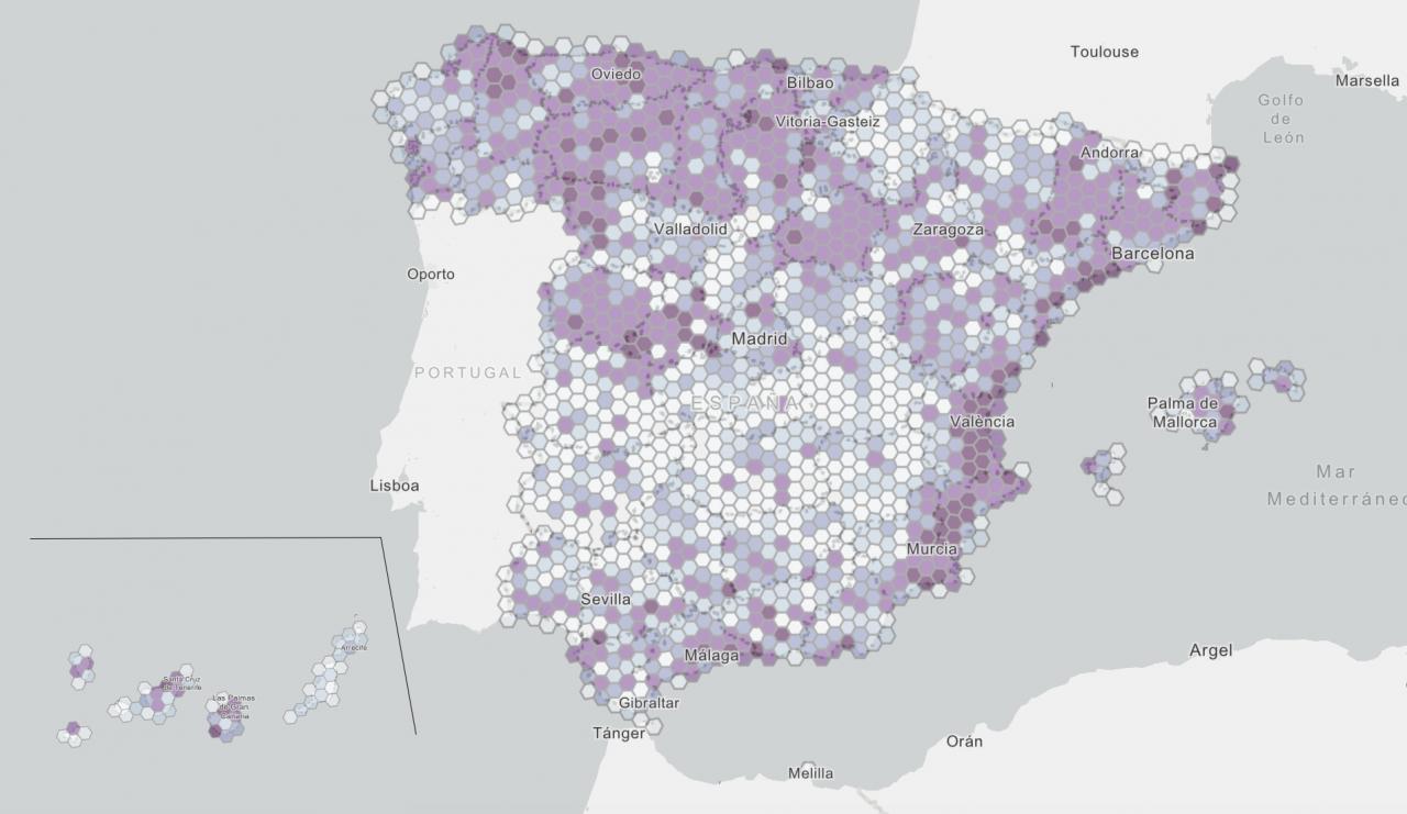 Mapa de cobertura de banda ancha en España