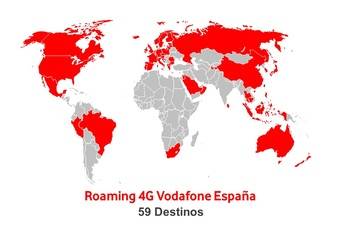 Vodafone España ofrece cobertura 4G en 59 destinos del mundo