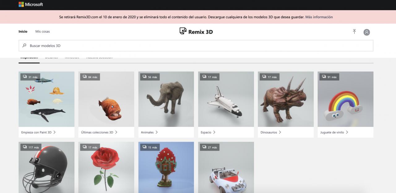 Microsoft cerrará Remix 3D, su web para compartir contenido 3D, el 10 de enero de 2020