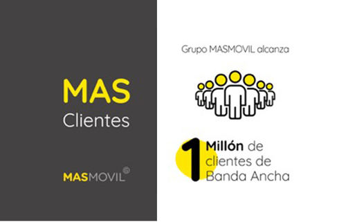 El Grupo MásMóvil alcanza el millón de clientes de banda ancha fija en España