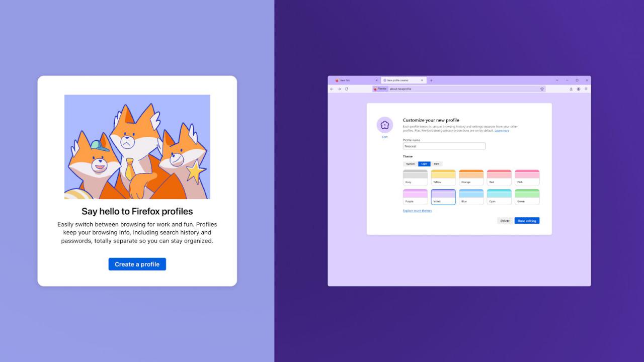 Mozilla Firefox incorpora perfiles de usuario