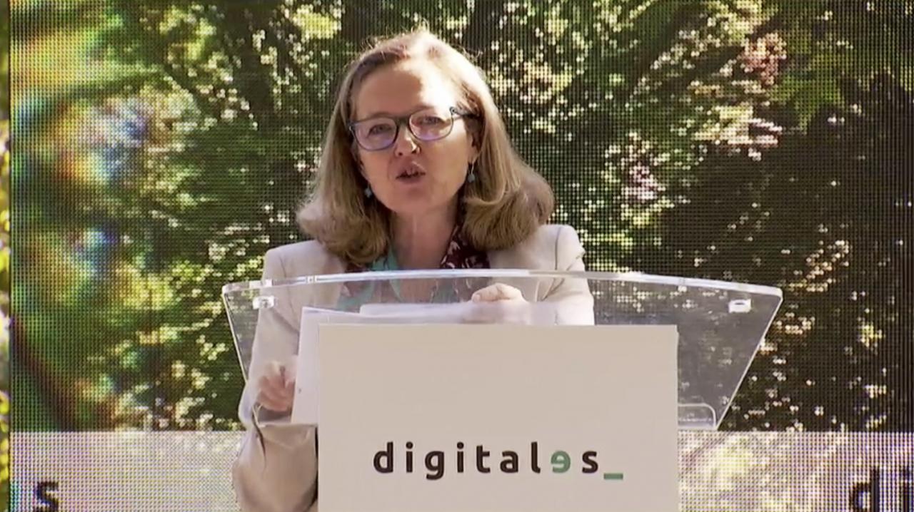 Nadia Calviño, vicepresidenta segunda del Gobierno y ministra de Asuntos Económicos y Transformación Digital de España, durante su intervención en el DigitalES Summit 2021
