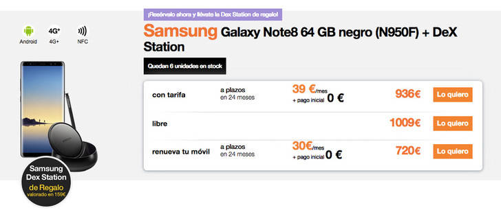 Orange también inicia la preventa del nuevo Galaxy Note8