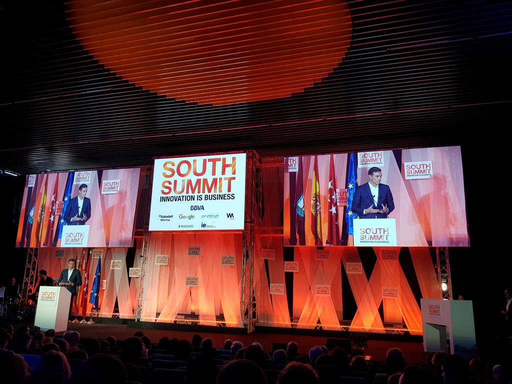 Pedro Sánchez, durante su discurso en el acto de cierre del South Summit 2018 en Madrid
