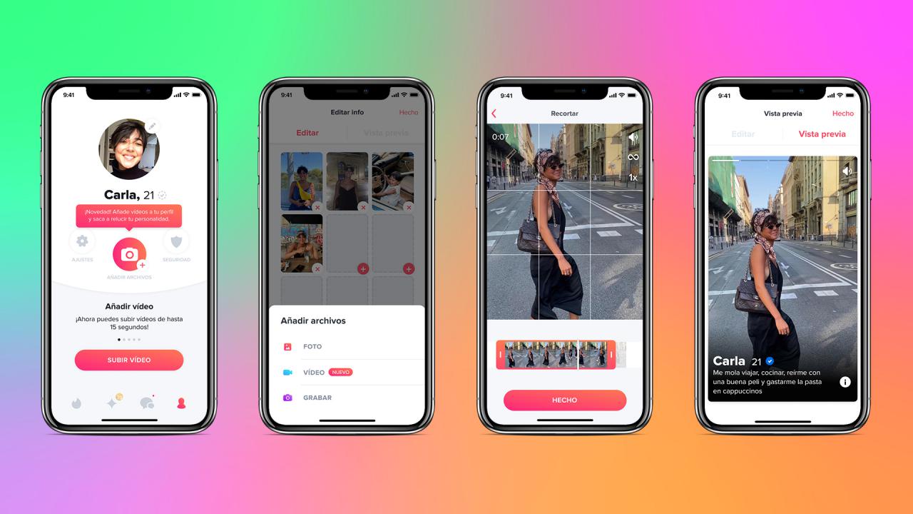 Tinder ya permite poner vídeos en los perfiles