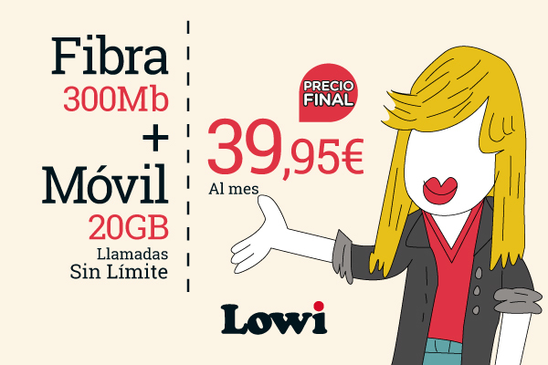 Lowi lanza una oferta convergente con fibra a 300Mbps, más gigas y líneas adicionales